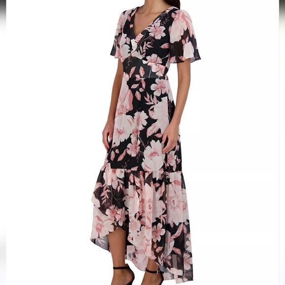 JULIA JORDANWomen's Floral-Print Flutter-Sleeve Maxi Dress - Picture 4 of 4